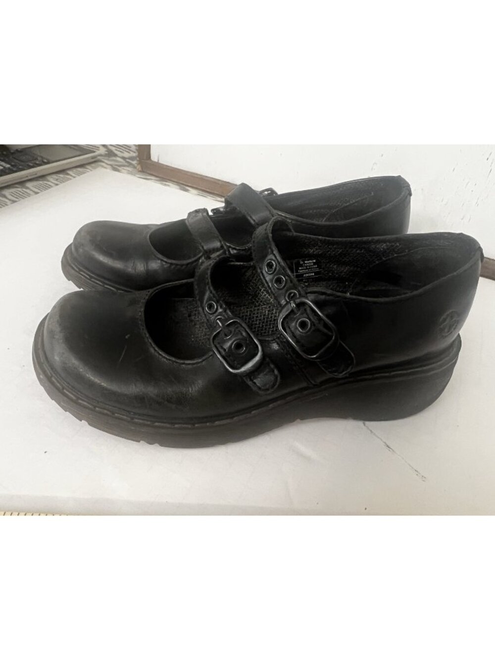 Dr. Martens Vintage Black Leather Double Buckle Candie Mary Janes 7 US/38 EU